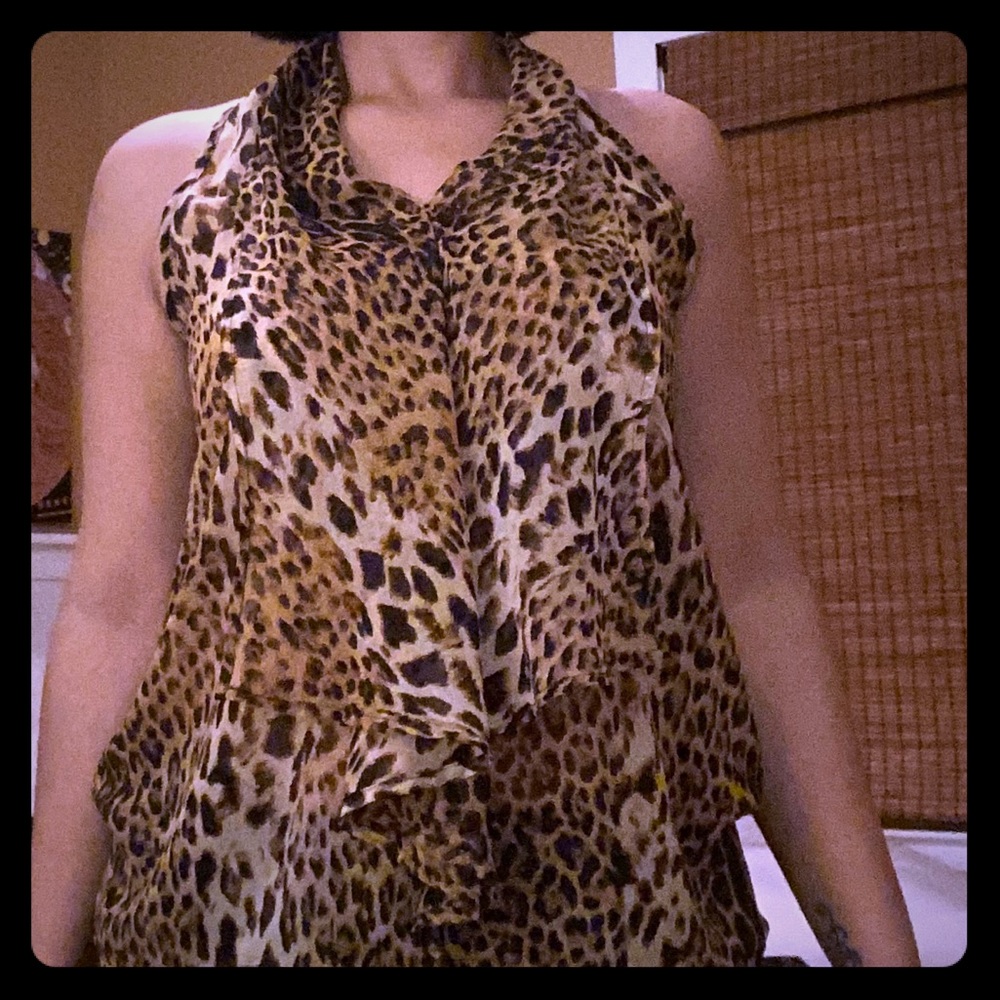 Women’s Treebarn Animal Print Brown Sleeveless Top